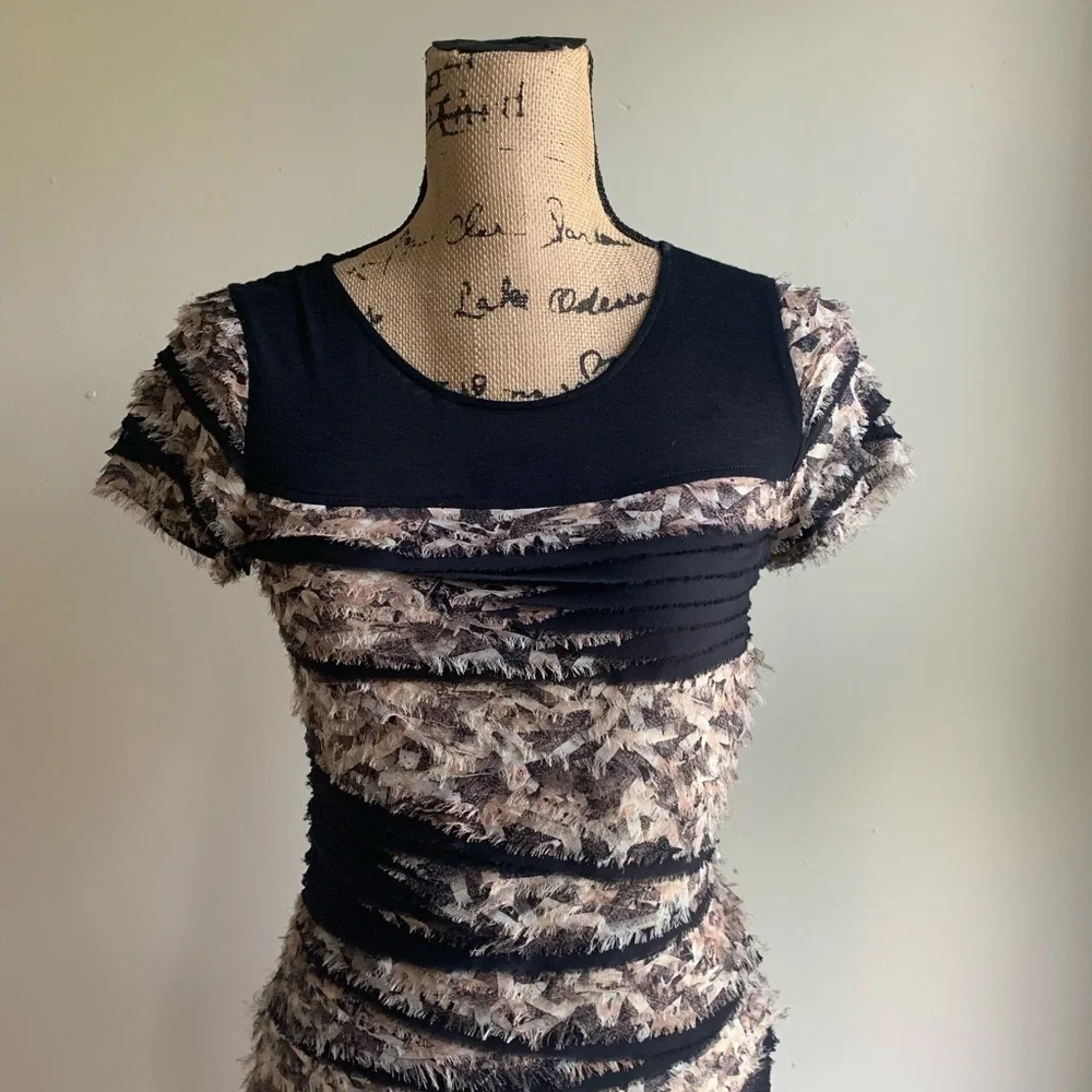 DVF tiered frayed dress size P